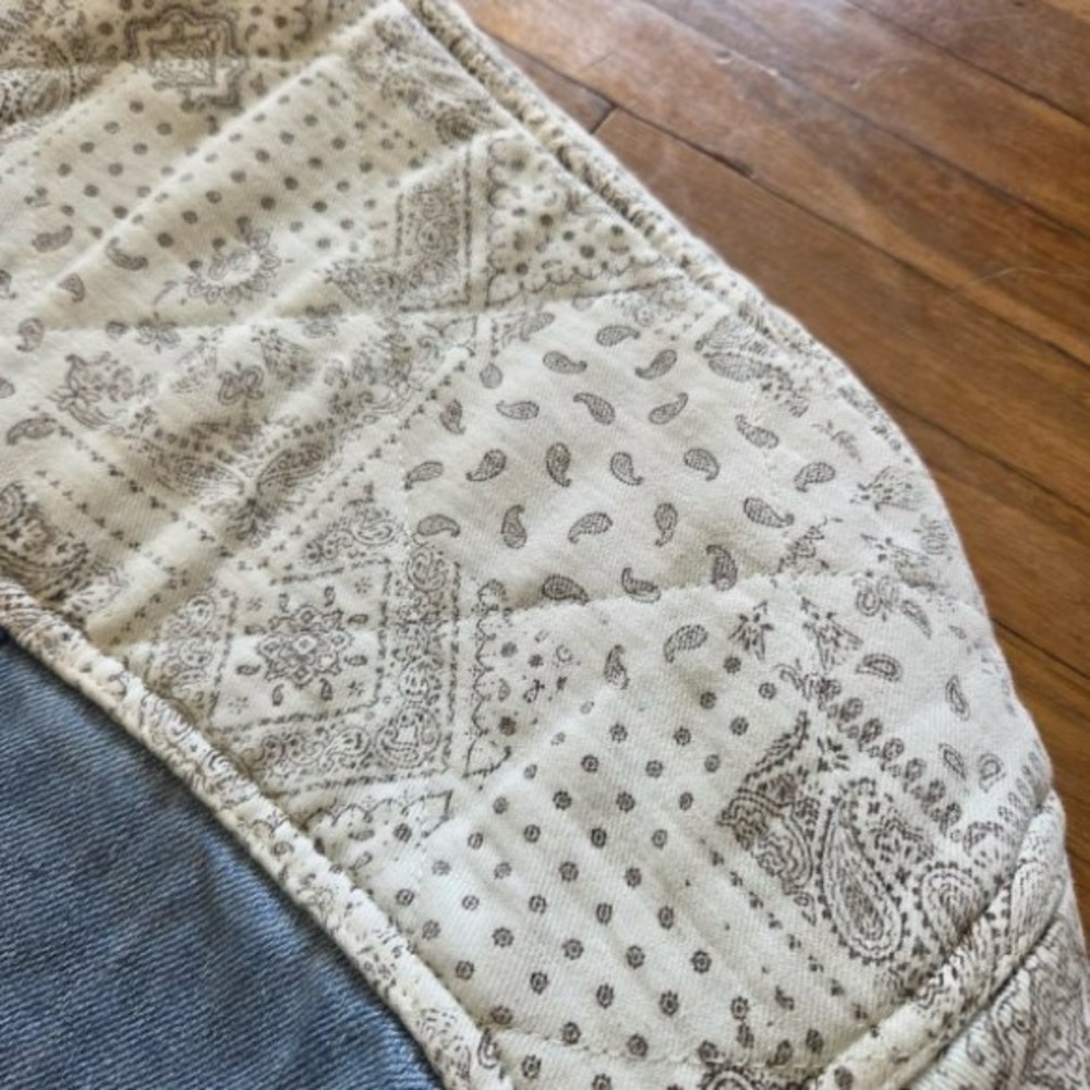 Anthropologie Mable Paisley Print Contrast Denim Jacket Snap Collared Blue M - Picture 11 of 11